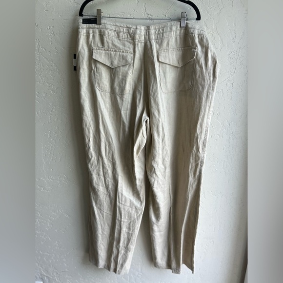 John mark NWT 100% linen wide leg crop pants XL coastal beach lightweight casual - Picture 2 of 7